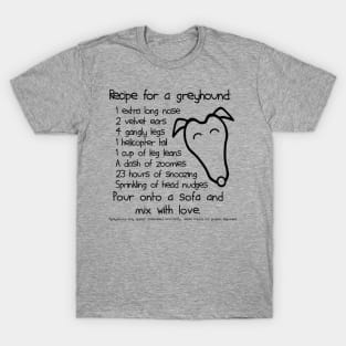 Recipe for a Greyhound Black T-Shirt